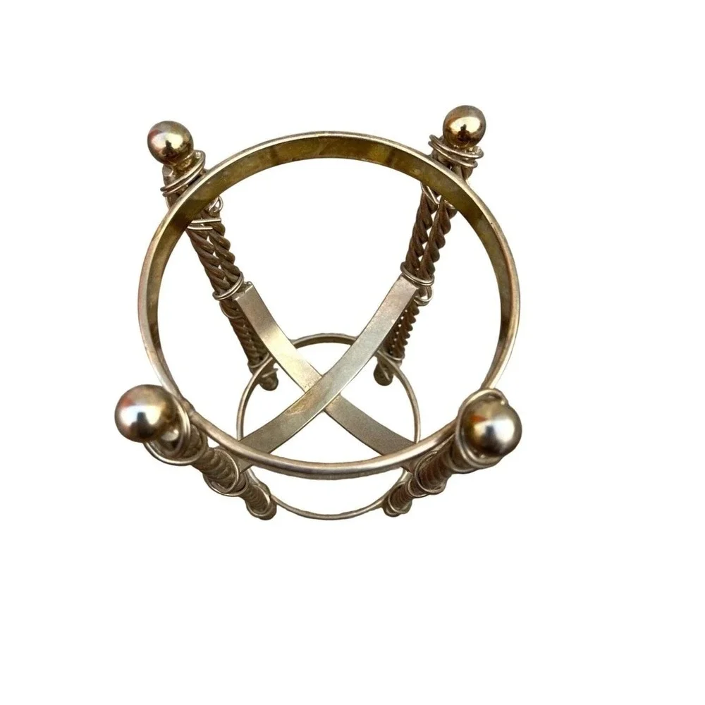 Vintage Hollywood Regency‎ Brass Twisted Rope Design Bottle Candle Globe Holder